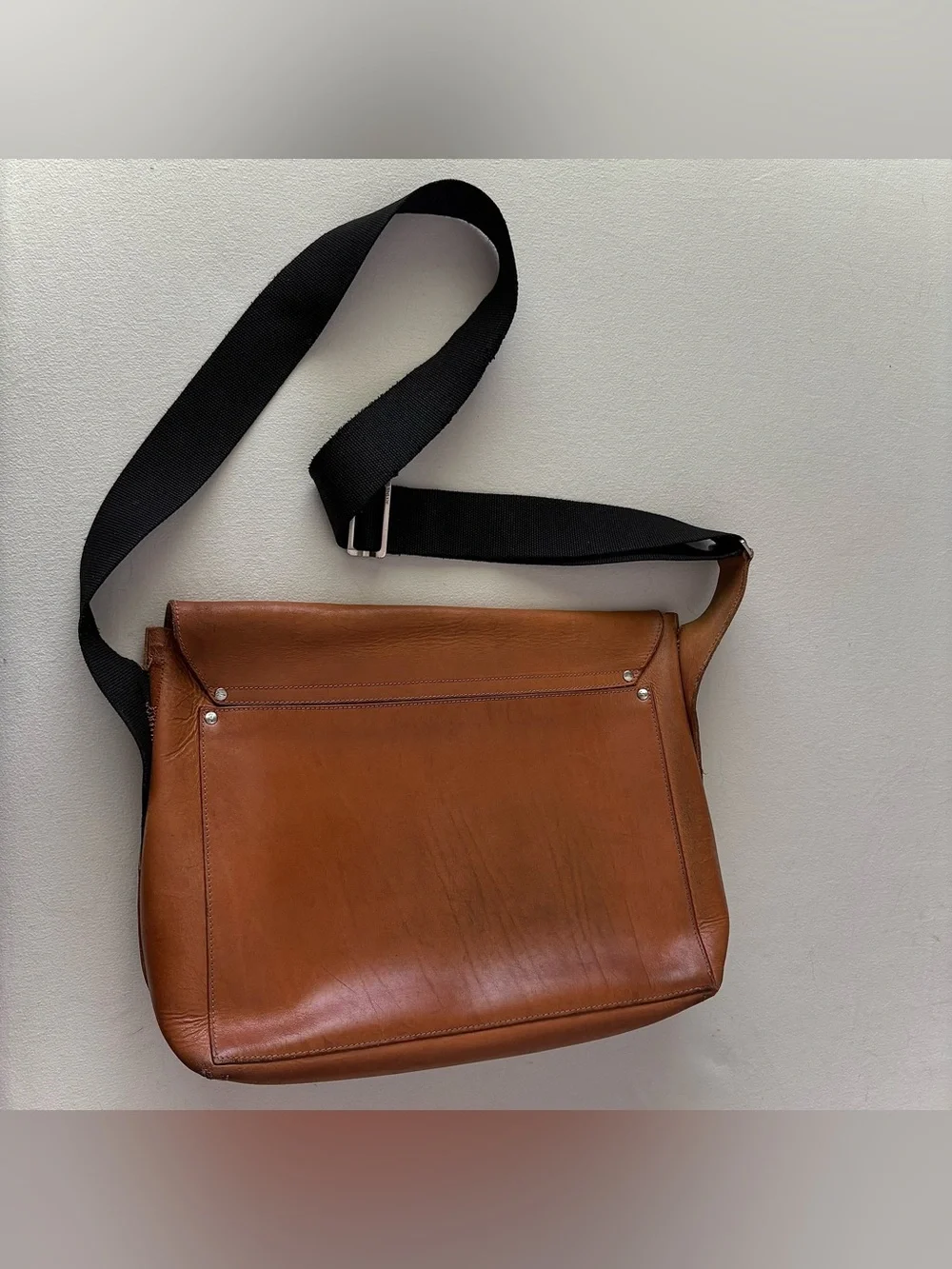 RARE Vintage Jack Spade Bridle Leather Messenger Field Bag Cognac Brown HTF